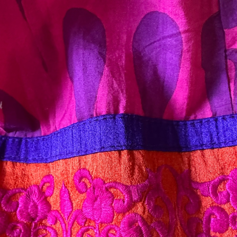 Tejoo’s Pink and Orange Maxi Long Sleeve Collared Button up A-Line Dress Size L - Picture 11 of 16